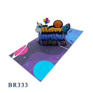 Best Price Spaceman Birthday Pop Up Card 3D Birthday Greeting Card Top Trending <b>Handmade</b> Modern <b>Paper</b> Crafts - Product Image 3
