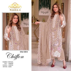 Costume pakistanais de luxe et de soirée en chiffon avec broderie et travail de perlage pour femmes. Achetez directement auprès du fournisseur. - Product Image 3