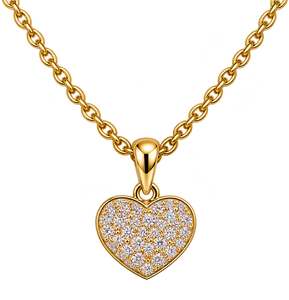 Pendentif en forme de cœur en diamant rond contemporain, bijoux fins en or pour femmes, collier chic, charme personnalisé, cadeau de luxe - Product Image 1