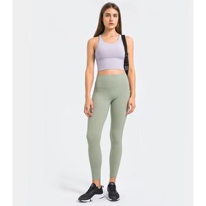 High Waist Seamless Yoga <b>Leggings</b> Full Length Solid Color <b>With</b> <b>Pockets</b> Four-Way Stretch Spandex Polyester Women's <b>Workout</b> Pants - Product Image 3