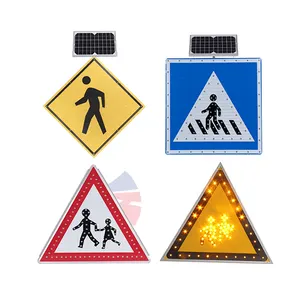 Giallo cerchio stradale segno di traffico con freccia ad energia solare LED lampeggiante segnali di arresto del traffico illuminato segnale di avvertimento strisce pedonali