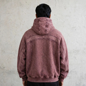 Sweat-shirt à capuche balaclava en molleton délavé Y2K, coupe oversize, style streetwear vintage, demi-zip, pour homme, écologique, hiver, OEM - Product Image 2