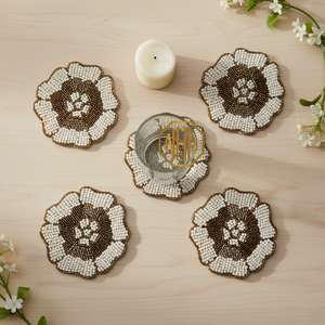 Posavasos de Cuentas de Vidrio Hechas a Mano 2026, Ecológicos, 100mm de Diámetro, Decoración de Mesa Moderna en Plata Metálica para Fiestas en Casa y Cenas - Product Image 4