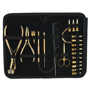 Kit d'outils professionnels pour extensions capillaires : Pince à sertir à trois trous, Pince à clipser, Outil à crochets pour extensions, Pinces de sectionnement, Peigne en acier inoxydable - Product Image 1