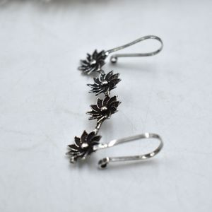 latest trending fashion Trending handmade <b>silver</b> look alike brass hoop <b>stud</b> <b>silver</b> matte earcuff earing for girls and women - Product Image 1