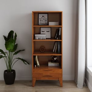 ตู้หนังสือสีน้ำตาลฮาร์เปอร์ ทีค บราวน์ พร้อมที่เก็บของ โซลูชั่นเฟอร์นิเจอร์ที่สวยงามและใช้งานได้จริง - Product Image 1