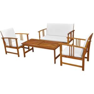 Juego de Muebles de Jardín de Madera de Acacia Sólida Marrón Medio, Mesa y Sillas de Patio de Primera Calidad - Product Image 1