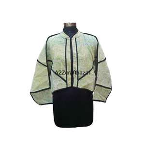 Chaqueta de Mujer Tejida a Mano, Tradicional, Vintage, Ecológica, 100% Algodón Puro, Reversible, Transpirable, de Secado Rápido, para Primavera/Invierno - Product Image 1