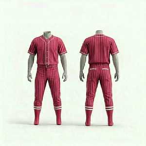 Conjunto de Uniforme de Béisbol para Hombre, Color Crema, Manga Corta, Jersey con Botones al Frente, Pantalones con Cinturón, Diseño Sólido, Corte Regular, Ropa para Todas las Temporadas - Product Image 6