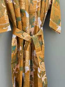 Bata Kimono de Algodón con Estampado de Aves, Estilo Bohemio, para Descansar en Casa - Product Image 3