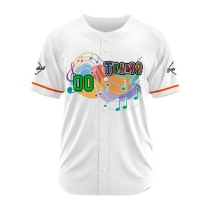 Colorful Music Notes <b>Baseball</b> Jersey Unisex Short Sleeve Button Front Digital Print Polyester Sportwear Adult All Seasons - Product Image 2
