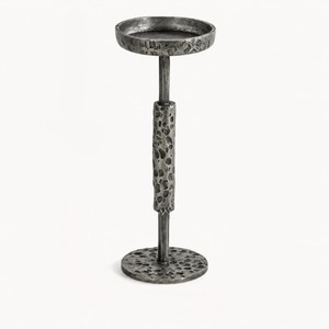 Antique Hammered Iron <b>Pillar</b> <b>Candle</b> <b>Holder</b> Metal <b>Black</b> Distressed <b>Pillar</b> <b>Candle</b> Dish Stand For Rustic Home Decor - Product Image 4