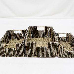 Water Hyacinth Woven Storage Basket Rectangle Organizer <b>Bin</b> Rustic Seagrass Style for <b>Bedroom</b> Bathroom Desktop - Product Image 2