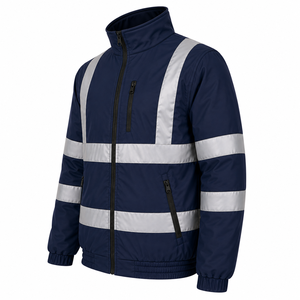 Factory Price Mens Reflective Safety <b>Jacket</b> Zipper Pockets <b>High</b> <b>Visibility</b> Tape Thermal <b>Softshell</b> Coat Wholesale Workwear <b>Jacket</b> - Product Image 5