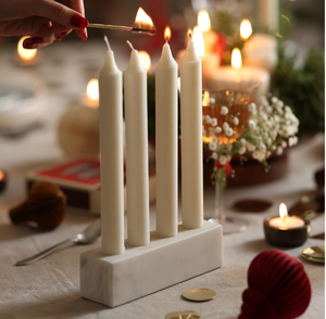 Durable Quality White <b>Marble</b> <b>Candle</b> Stand Square Shape 4 Taper <b>Candles</b> Holder Wedding Home Decoration Use - Product Image 1