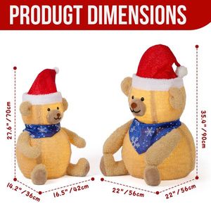 Juego de 2 Osos de Peluche Iluminados, Decoraciones Navideñas, 60 LED Blancos Cálidos Preiluminados, Decoración Navideña para Exteriores, Figuras y Juguetes Navideños - Product Image 6
