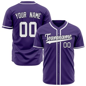 Camiseta de Béisbol Personalizada Morada con Nombre del Equipo 00, Impresión Serigrafiada, Manga Corta, Poliéster, Absorbe la Humedad, Corte Regular para Hombre - Product Image 1