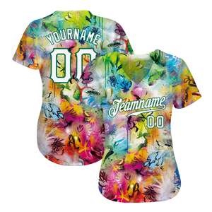 เสื้อเบสบอลพิมพ์ลายสีสันสดใสสำหรับผู้ชาย แบบสั่งทำพิเศษ ปิดกระดุมทั้งตัว แขนสั้น พิมพ์ลายทั่วตัว ชุดยูนิฟอร์มทีมแบบกำหนดเองได้ - Product Image 1