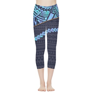Leggings Capri Sport Femme Taille Haute OEM Imprimé Tribal Polynésien Samoa Essentials Active Sculpt pour Entraînement avec Taille Élastique - Product Image 2