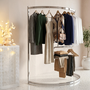 Foldable luxury modern metal garment rack heavy duty portable clothing display stand freestanding OEM ODM Vietnam - Product Image 2