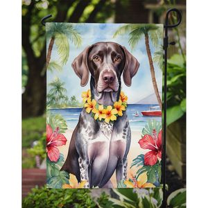 Puntero de pelo corto alemán Luau Bandera de jardín Buzón multicolor Bandera decorativa para patio Banner Patio Obra de arte para macizos de flores pequeños - Product Image 3