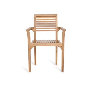 Silla de Comedor Moderna y Duradera de Madera de Teca Wora con Diseño de Sillón con Listones para Asientos de Jardín al Aire Libre, Muebles para el Hogar - Product Image 1