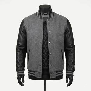 Chaquetas Letterman Personalizadas OEM con Parche de Chenille, Chaqueta Varsity Clásica para Hombre, Cuerpo de Lana, Mangas de Cuero, Logotipo Personalizado - Product Image 1