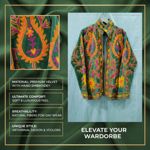 Green Floral Embroidered Bomber Jacket Orange Yellow Needle <b>Work</b> Coat <b>Stand</b> Collar Long Sleeves Side Pockets Women Casual Wear - Product Image 6