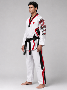 Uniforme de taekwondo premium confeccionado con tela resistente que ofrece comodidad, flexibilidad y un rendimiento confiable en cada día de entrenamiento. - Product Image 4