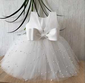 ชุดเดรสเด็กผู้หญิงสีขาวประดับมุก สำหรับงานปาร์ตี้ อายุ 1-10 ปี  ชุดวันเกิด ชุดแต่งงาน แบรนด์ OEM - Product Image 4