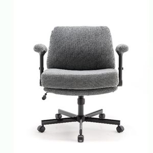 Sedia da Ufficio Criss Cross con Braccioli Ribaltabili, Seduta Larga in Tessuto Confortevole e Cuscino Spesso, Design Regolabile a Gambe Incrociate con Ruote - Product Image 1