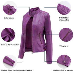 Chaquetas Bomber de Cuero Genuino para Mujer al por Mayor, de Moda, Impermeables, Cortas, Estilo Industrial, de Primavera, ¡Venta Caliente! - Product Image 5