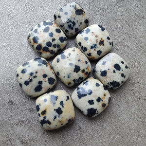 Venta al por mayor de cabujones de jaspe dalmático natural auténtico, talla cuadrada tipo cojín, parte trasera plana, gema amarilla para joyería femenina. - Product Image 2