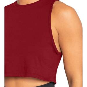 Custom Womens <b>Red</b> High Neck Crop Tank Top Sleeveless Gym Workout Fitness Yoga Activewear Breathable OEM Wholesale - Product Image 2