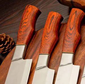 Juego de Cuchillos de Chef Profesional de 5 Piezas de Acero con Alto Contenido de Carbono, con Hojas Afiladas y Duraderas, Mango Ergonómico de Madera Ambidiestro - Product Image 3