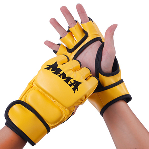Gants blancs MMA à demi-doigts avec fermeture Velcro au poignet pour les arts martiaux unisexe - Product Image 4