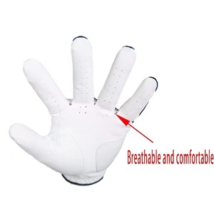 Men's High Quality Premium Genuine Leather Breathable Moisture Wicking Golf Glove Stable Grip <b>Net</b> <b>Fabric</b> Wholesale for Sports - Product Image 3
