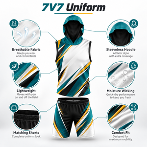 Conjunto de camisetas personalizadas 7V7 con tela transpirable y movimiento fácil, diseñado para equipos, academias, clubes y jugadores competitivos. - Product Image 6