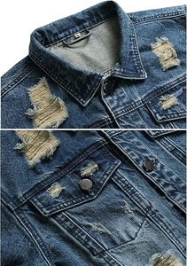 Chaqueta Vaquera para Hombre, Color Sólido, Cuello Camisero, Estilo Casual, Cierre de Botones, Dobladillo Deshilachado, para Otoño, Corte Regular - Product Image 6