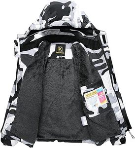 Keevoom Manteau d'hiver pour garçons, veste de ski coupe-vent, manteau de neige chaud en polaire pour enfants, manteau de ski imperméable à capuche pour l'extérieur - Product Image 3