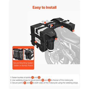 Borsa Laterale per Moto di Grande Capacità 56 L (28 L X 2), in Tessuto Impermeabile, Compatibile con la Maggior Parte delle Moto - Product Image 4