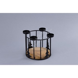 Produits artisanaux, porte-bougie en métal de style sapin de Noël, support de bougie en métal, pots à bougies, finition noire, décoration de Noël - Product Image 1