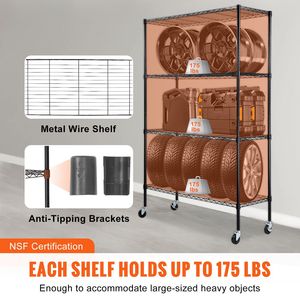 Estanterías Metálicas Resistentes de 4 Niveles Ajustables para Garaje, Capacidad de 700 Libras, Unidad de Almacenamiento con Ruedas, Estante de Alambre para Garaje - Product Image 5