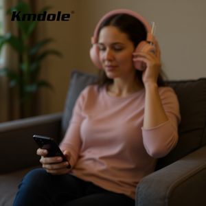 Kmdole Headset With <b>Microphone</b> Pink Wireless Over Ear <b>Bluetooth</b> Headphones For Music And Calls - Product Image 3