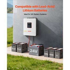 Inversor Solar Híbrido de 4000W 24V DC 230V AC 120A con Controlador Solar MPPT, Inversor de Corriente de Onda Sinusoidal Pura, Cargador Integrado de 24V - Product Image 5