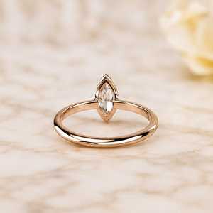 Lab Grown 1.02CT Marquise Cut Diamond Signet Bezel Set <b>Ring</b> 14K Solid Yellow Gold Fine Engagement <b>Proposal</b> Gift For Lovers Charm - Product Image 5