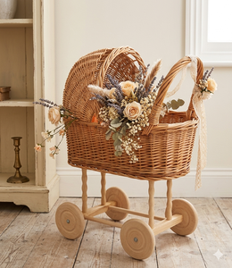 Nuevo carrito de mimbre natural para decoración del hogar, cochecito de mimbre para muñecas, hecho en Vietnam. - Product Image 6