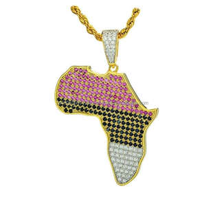 Estilo Hip Hop de alta calidad Iced Moissanite Diamond 925 Sterling Silver Map Pendant para Unisex White Gold Direct Africa - Product Image 1