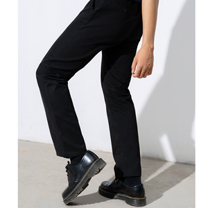 Men's Black Straight Fit Cotton Canvas <b>Pants</b> Midweight Casual With Side Pockets Button Fly Anti-Wrinkle Autumn Wear - Product Image 1
