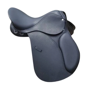 Selle d'équitation anglaise noire en cuir, équipement d'équitation, siège rembourré, dressage, entraînement, confortable, compétition professionnelle - Product Image 2